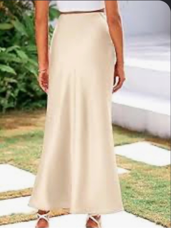 New Fashion Dresses & Skirts - Elegant Cream Maxi Skirt - Women's Flowy A-Line Skirt, Large, New